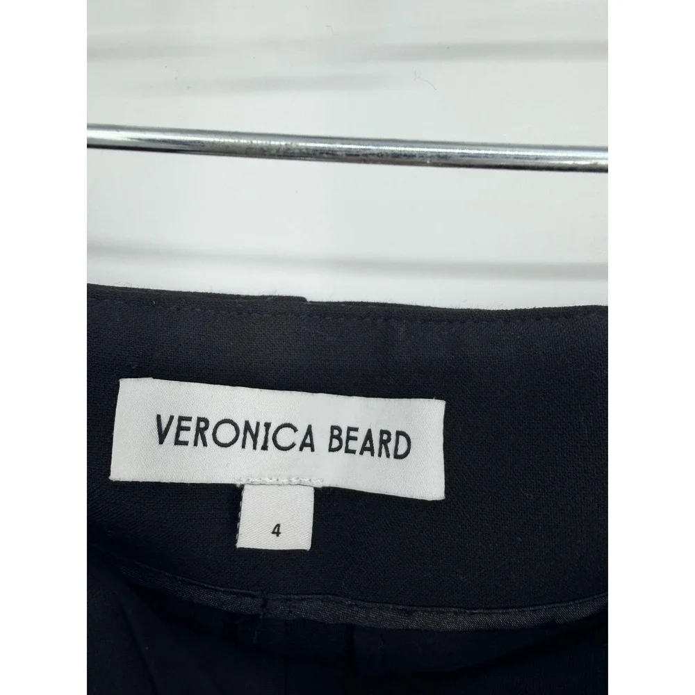 Veronica Beard Black High Rise Straight Leg Tailored Trousers Pants Size 4